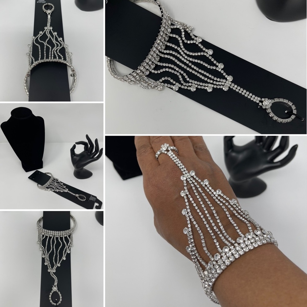 Rhinestones Deco Hollow Out Chain Bracelet Set